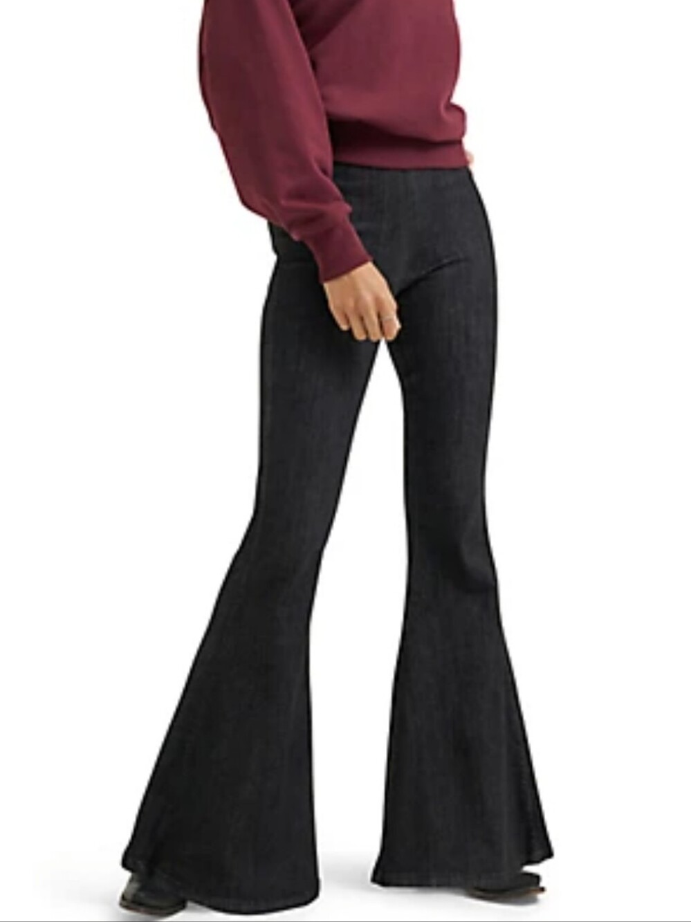 Lainey Wilson Wrangler Pull On Black Denim Bell Bottoms Flares 25x32 Jeans - Picture 2 of 10